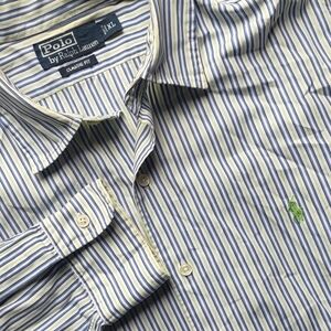 Polo Ralph Lauren Men’s Shirt XL Classic Fit Blue Green Stripe Button Down Long